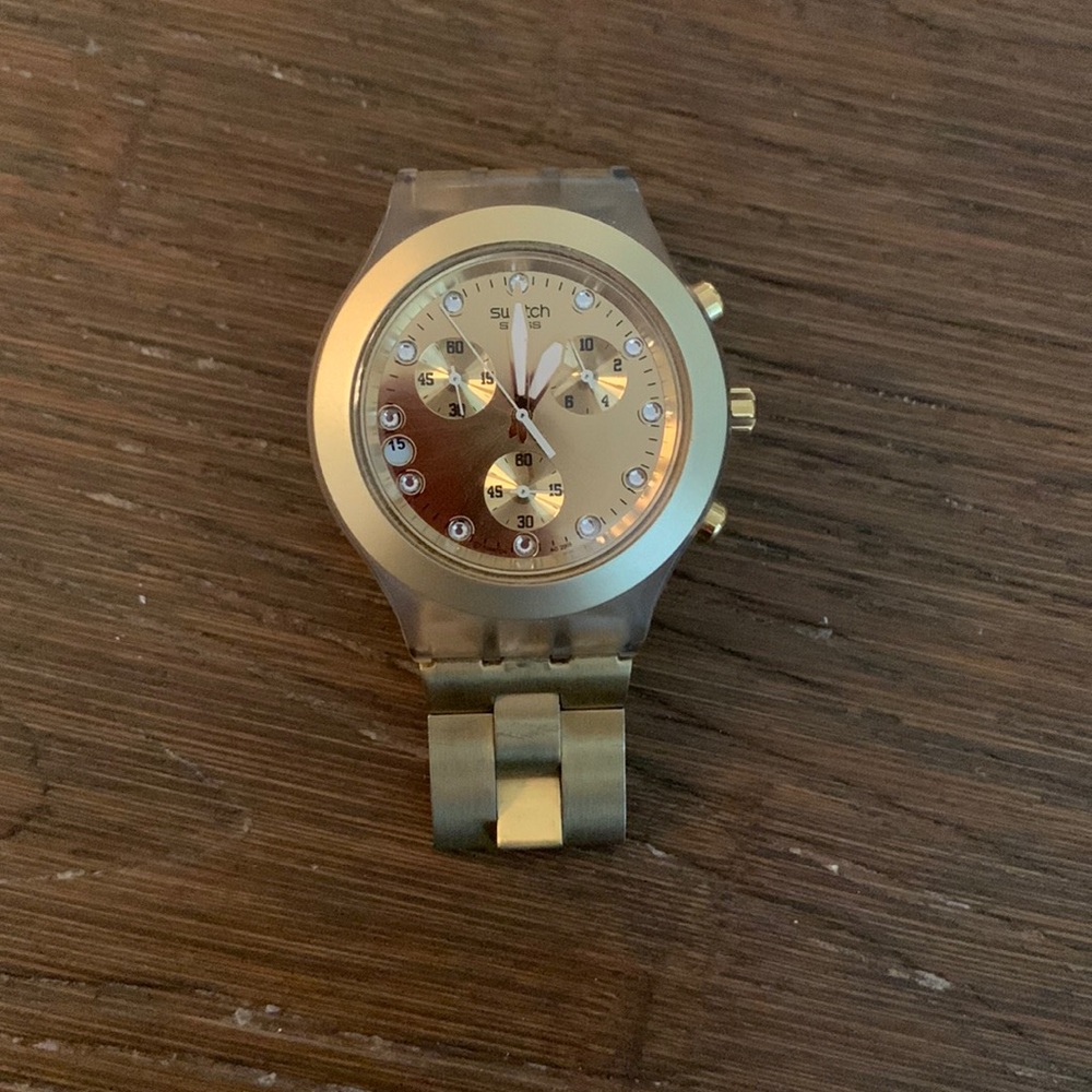 Gold womens swatch watch